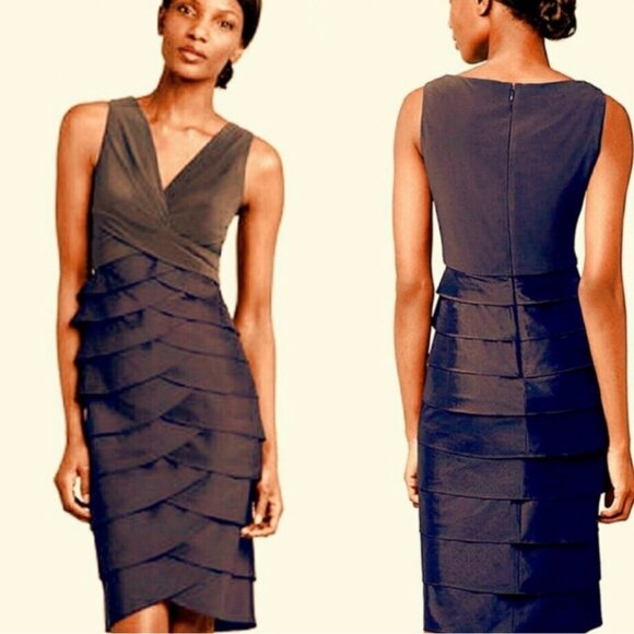 NWT Women's ADRIANNA PAPELL Sleeveless Tiered Ruffle Shutter Brown Dress- Size 4 - Picture 1 of 11